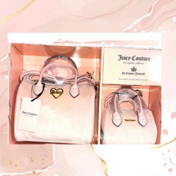 Juicy Couture Pink Diamond Velour 2 Piece Satchel Set, NWT - Picture 1 of 7